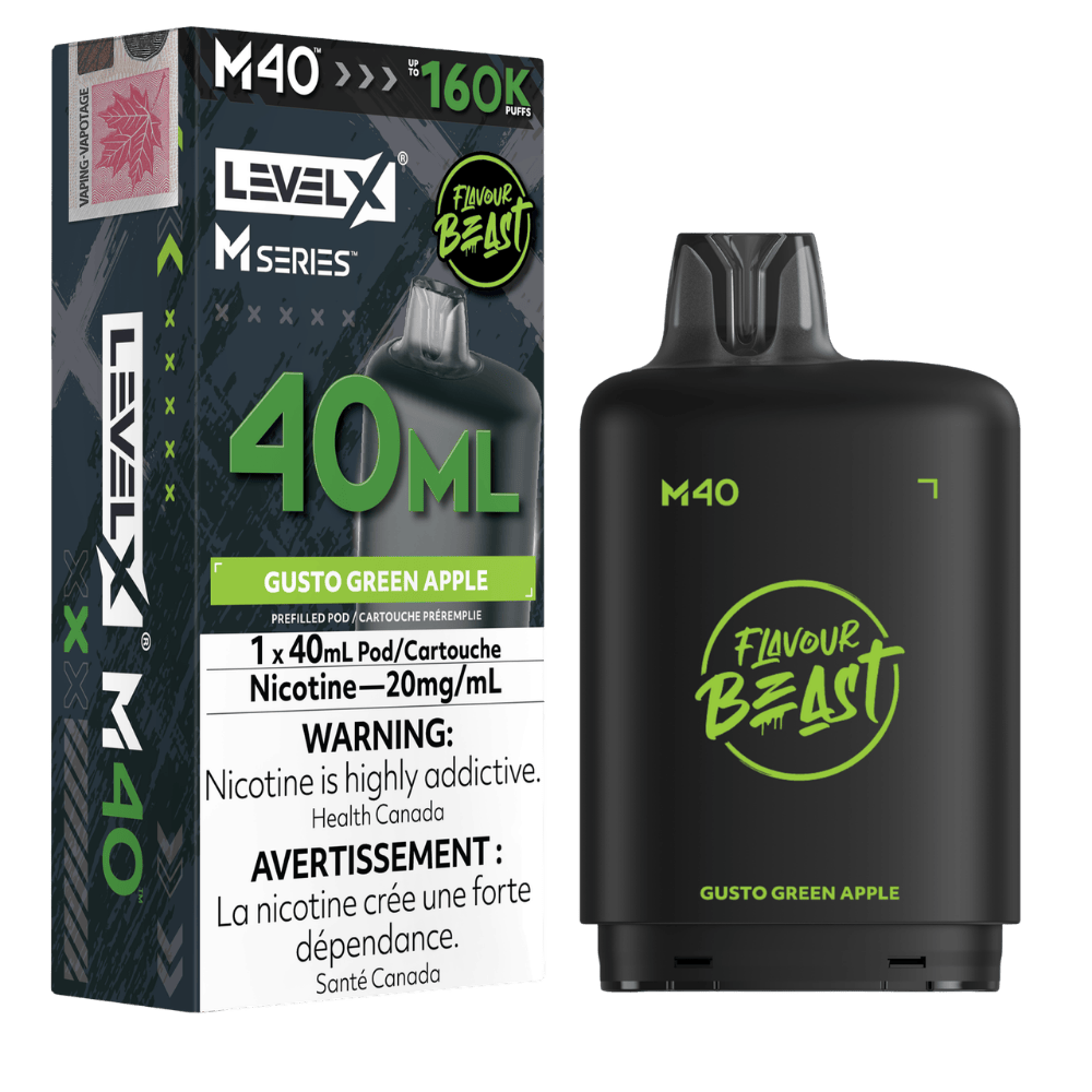 Level X Flavour Beast M Series 40ML Pod - Gusto Green Apple available on Canada online vape shop