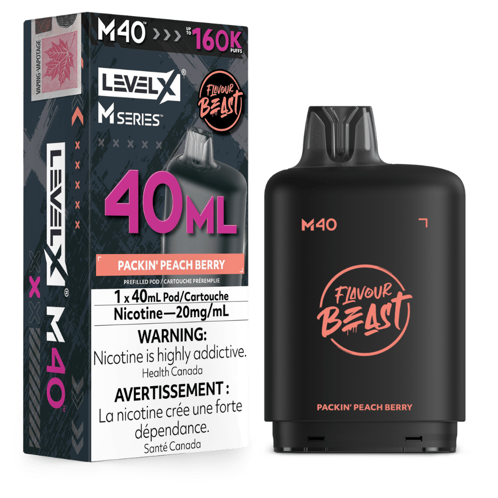 Level X Flavour Beast M Series 40ML Pod - Packin' Peach Berry available on Canada online vape shop