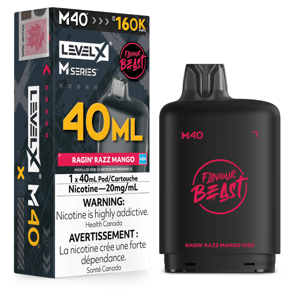 Level X Flavour Beast M Series 40ML Pod - Ragin Razz Mango Iced available on Canada online vape shop
