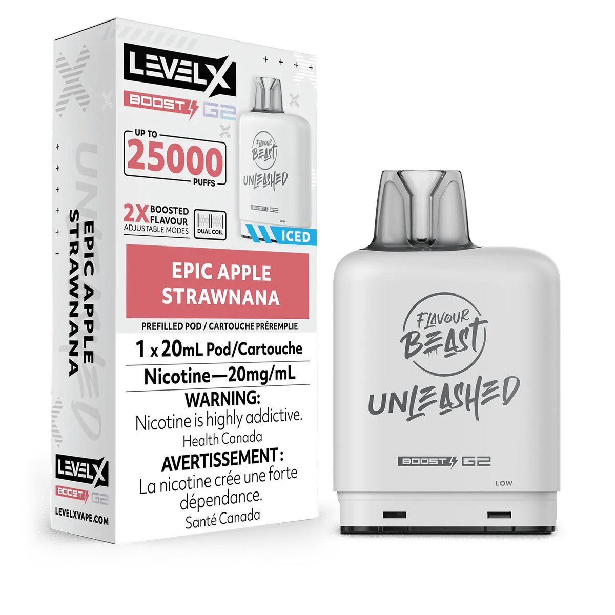 Level X Flavour Beast Unleashed Boost Pod - Epic Apple Strawnana available on Canada online vape shop