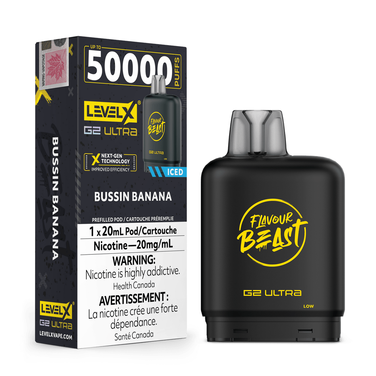 Level X G2 Flavour Beast Ultra Pod - Bussin Banana available on Canada online vape shop