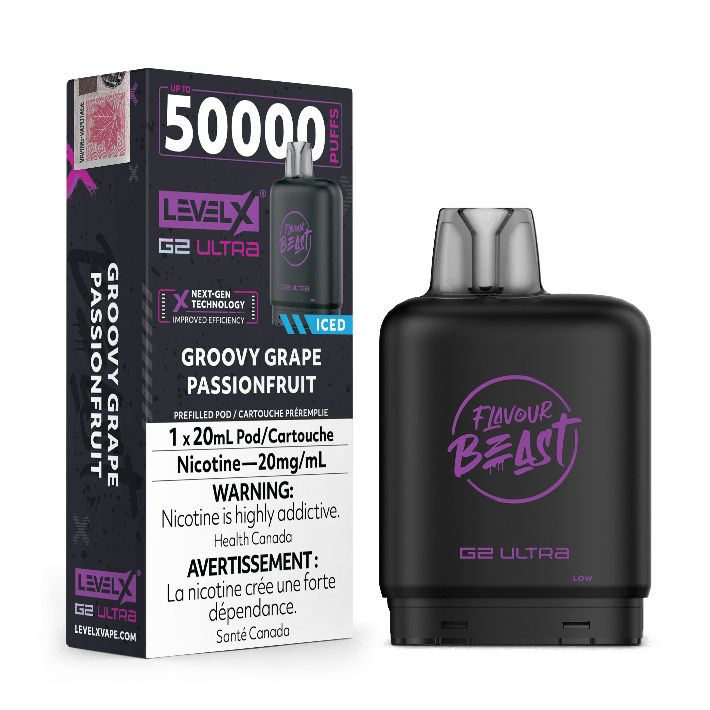 Level X G2 Flavour Beast Ultra Pod - Groovy Grape Passionfruit available on Canada online vape shop