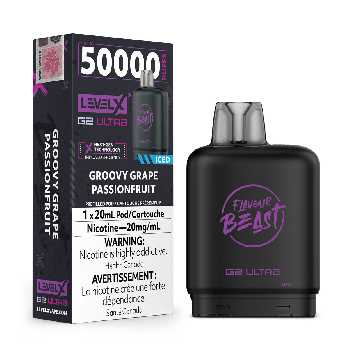 Level X G2 Flavour Beast Ultra Pod - Groovy Grape Passionfruit available on Canada online vape shop
