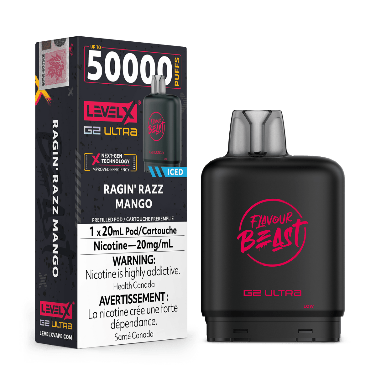 Level X G2 Flavour Beast Ultra Pod - Ragin' Razz Mango available on Canada online vape shop