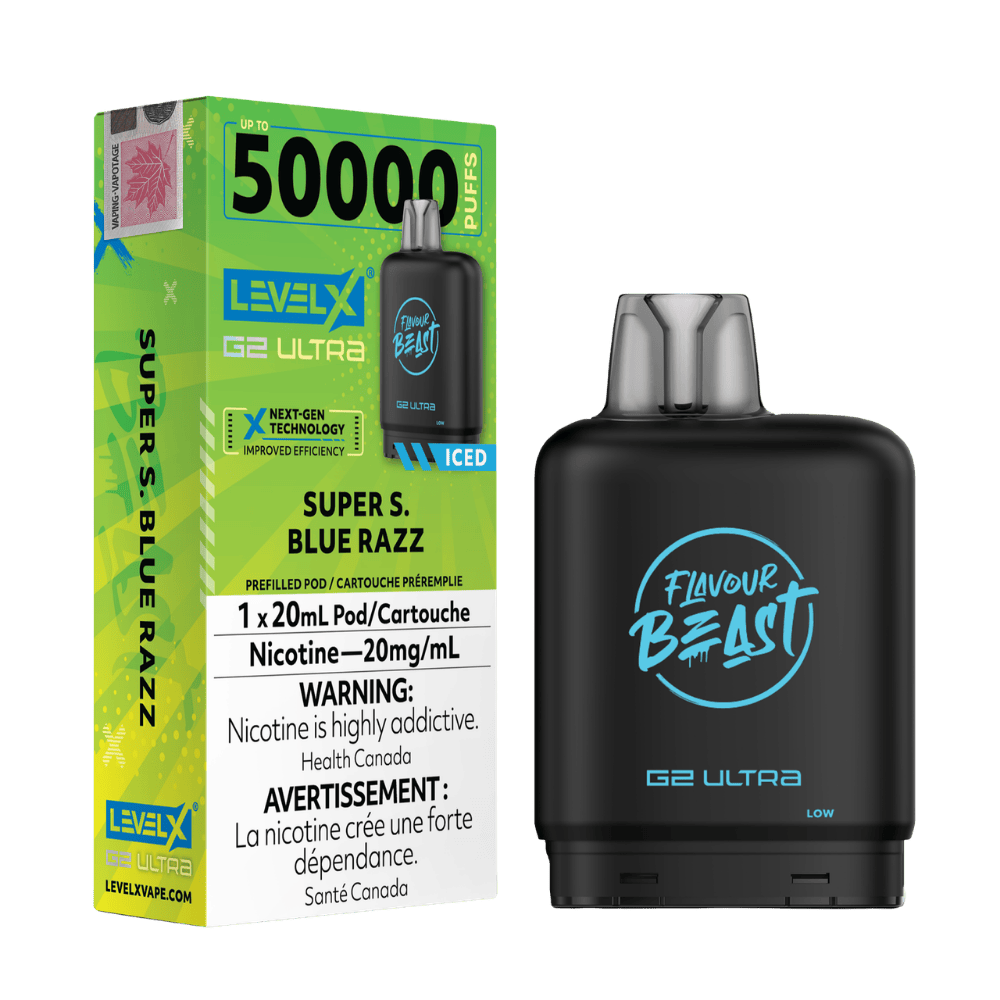 Level X G2 Flavour Beast Ultra Pod - Super S Blue Razz Iced available on Canada online vape shop