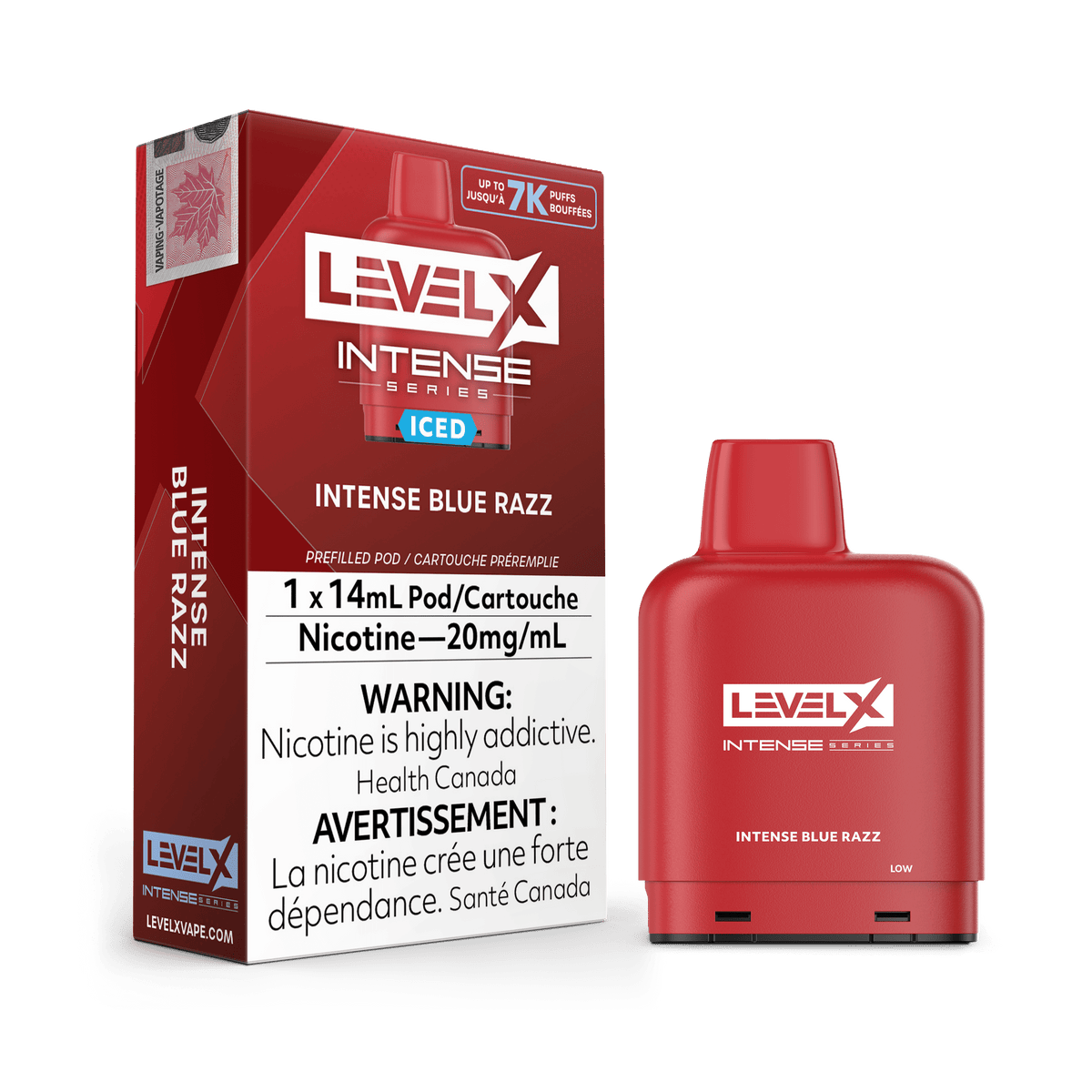 Level X Intense Series Pod - Intense Blue Razz available on Canada online vape shop