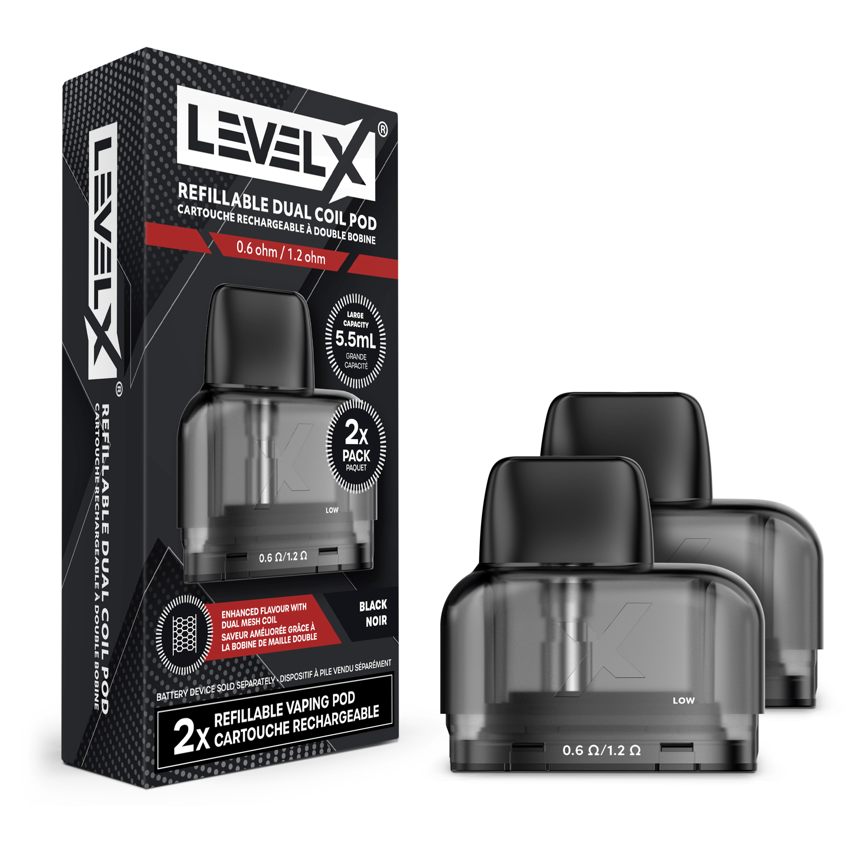 Level X Refillable Dual Coil Pod (2/PK) available on Canada online vape shop