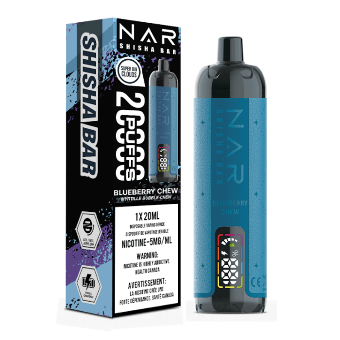 NAR Shisha Bar 20K - Blueberry Chew Disposable Vape available on Canada online vape shop