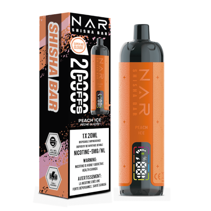 NAR Shisha Bar 20K - Peach Ice Disposable Vape available on Canada online vape shop