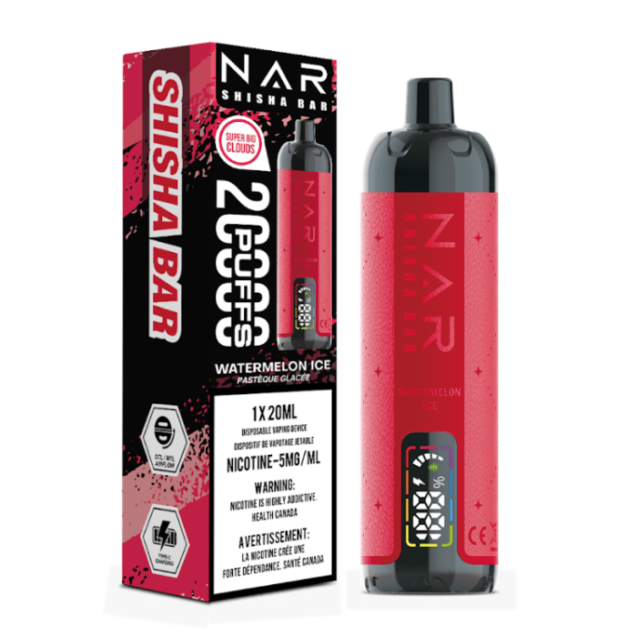 NAR Shisha Bar 20K - Watermelon Ice Disposable Vape available on Canada online vape shop