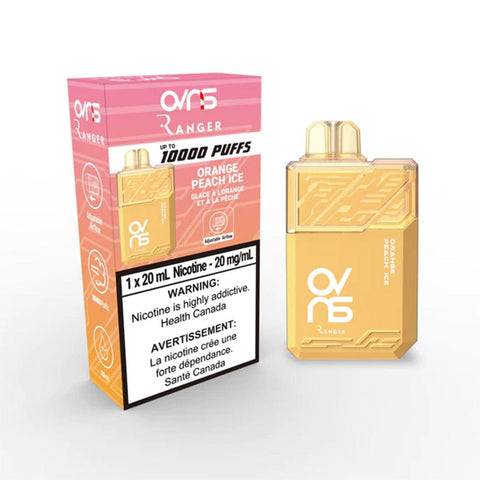 OVNS Ranger 10K - Orange Peach Ice Disposable Vape available on Canada online vape shop