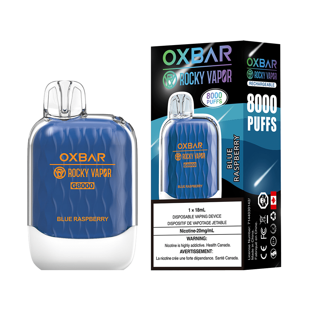 OXBAR x Rocky Vapor G8000 - Blue Raspberry Disposable Vape available on Canada online vape shop