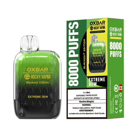 OXBAR x Rocky Vapor G8000 - Extreme Dew Disposable Vape available on Canada online vape shop
