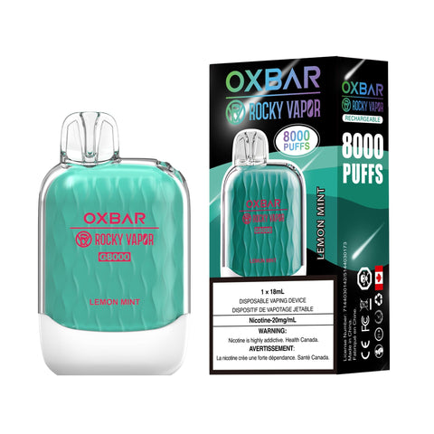 OXBAR x Rocky Vapor G8000 - Lemon Mint Disposable Vape available on Canada online vape shop