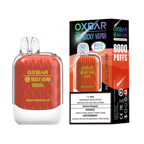 OXBAR x Rocky Vapor G8000 - Peach Mango Ice Disposable Vape available on Canada online vape shop