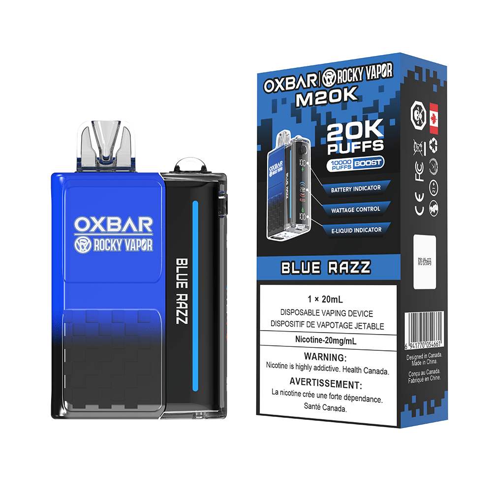 OXBAR x Rocky Vapor M20K - Blue Razz Disposable Vape available on Canada online vape shop