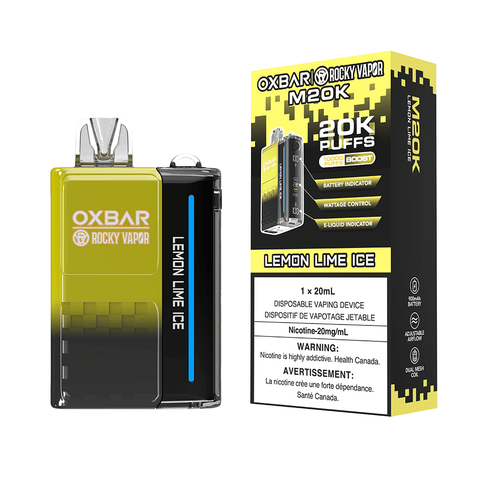 OXBAR x Rocky Vapor M20K - Lemon Lime Ice Disposable Vape available on Canada online vape shop