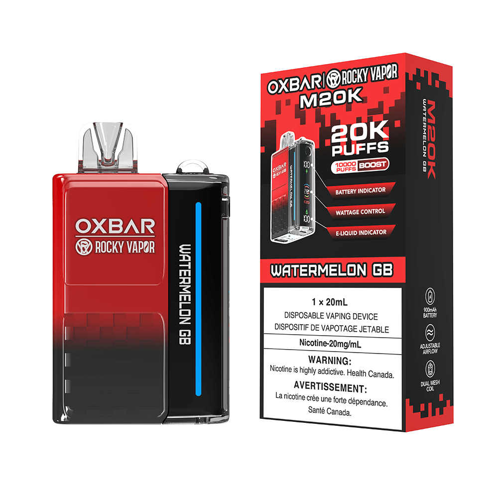 OXBAR x Rocky Vapor M20K - Watermelon GB Disposable Vape available on Canada online vape shop