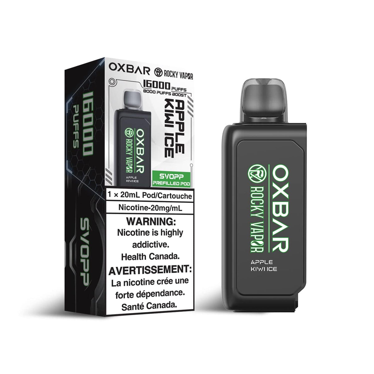 OXBAR x Rocky Vapor SVOPP Pod - Apple Kiwi Ice available on Canada online vape shop