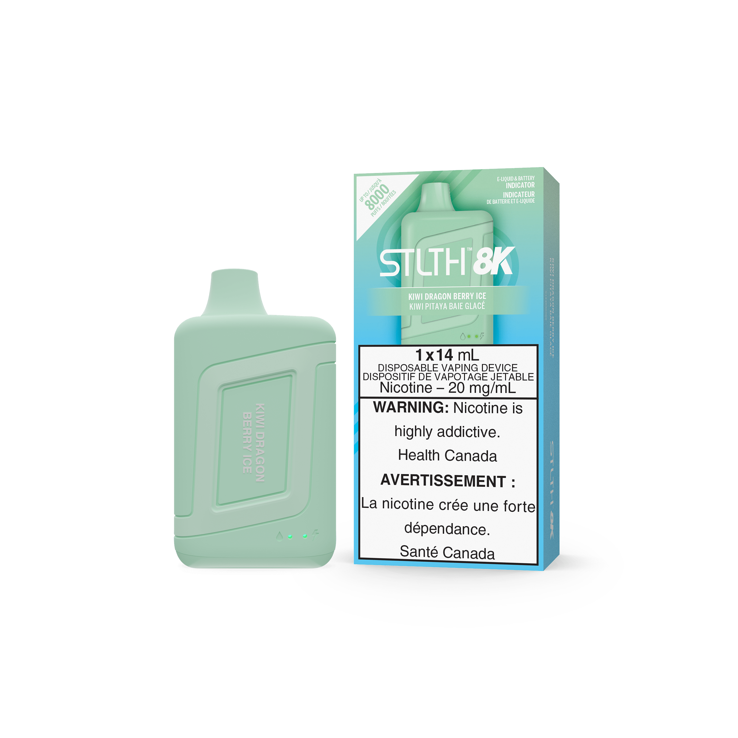 STLTH 8K - Kiwi Dragon Berry Ice Disposable Vape available on Canada online vape shop