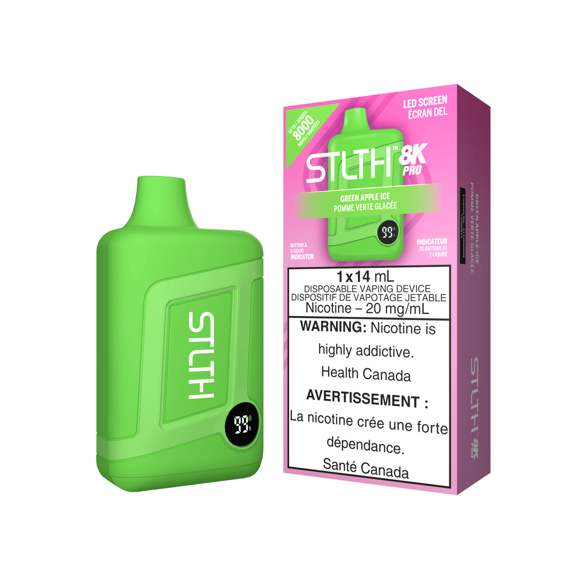 STLTH 8K Pro - Green Apple Ice Disposable Vape available on Canada online vape shop
