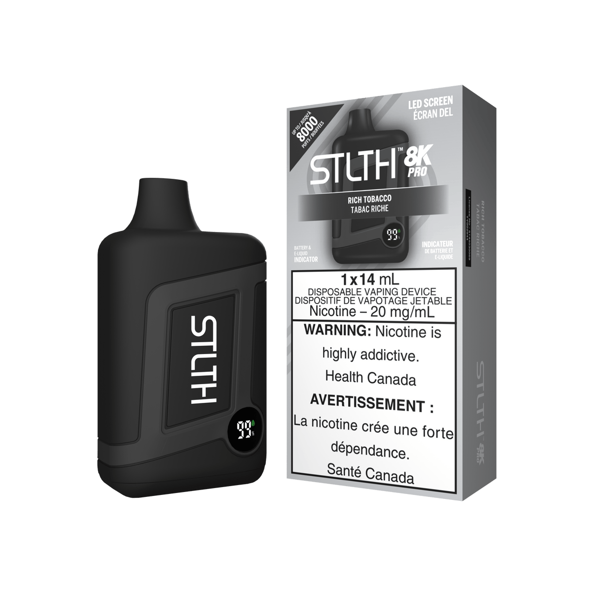 STLTH 8K Pro - Rich Tobacco Disposable Vape available on Canada online vape shop