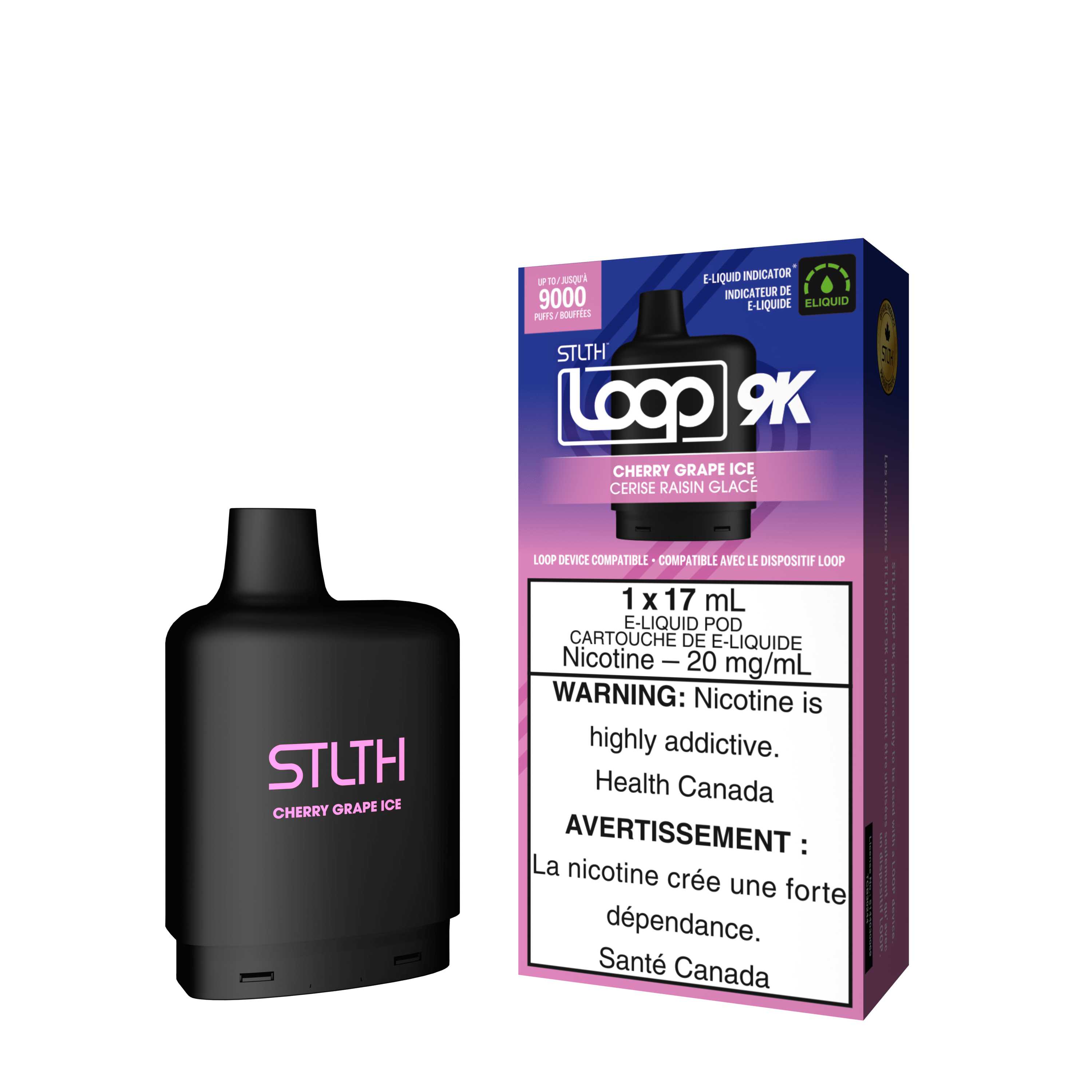 STLTH Loop 9K Pod - Cherry Grape Ice available on Canada online vape shop