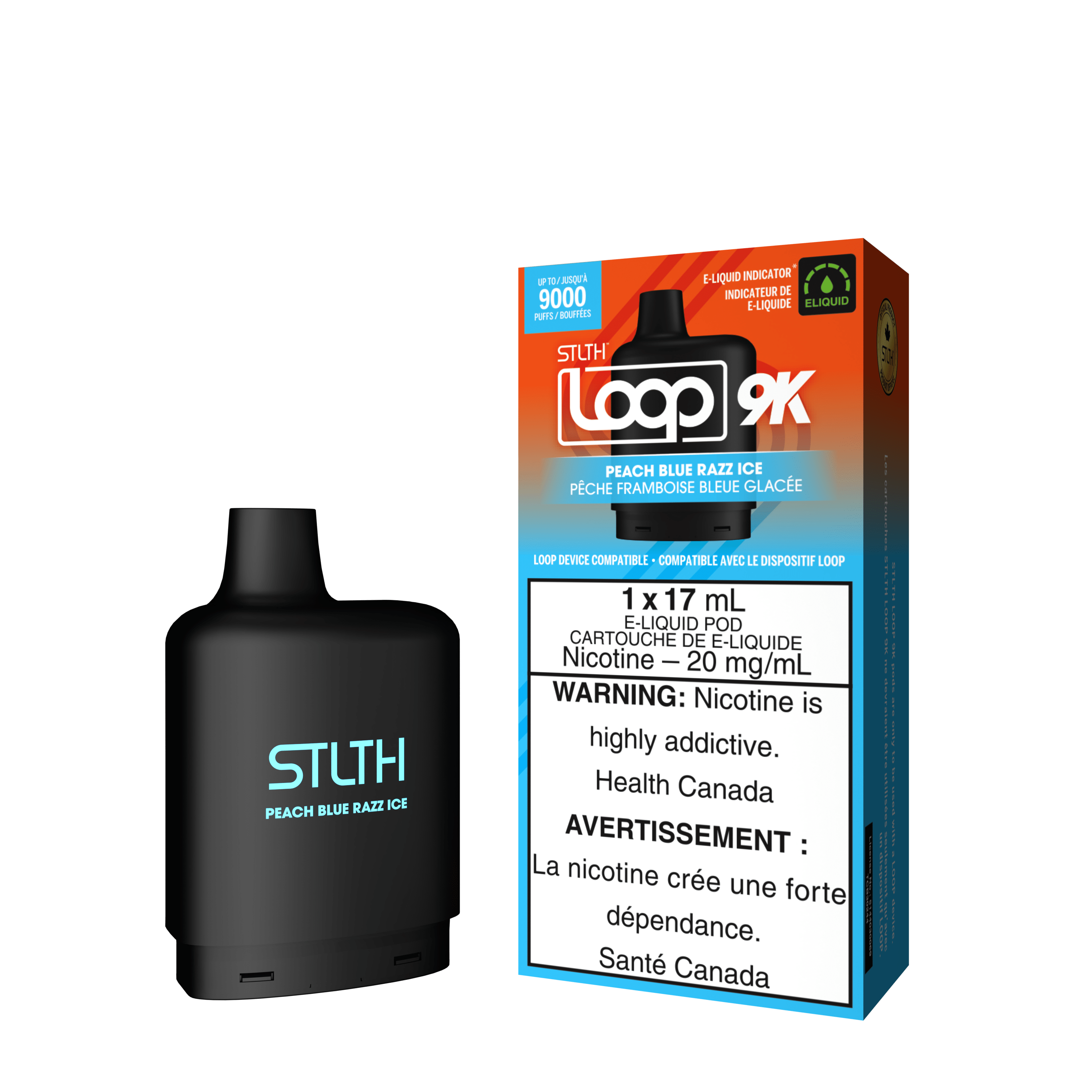 STLTH Loop 9K Pod - Peach Blue Razz Ice available on Canada online vape shop