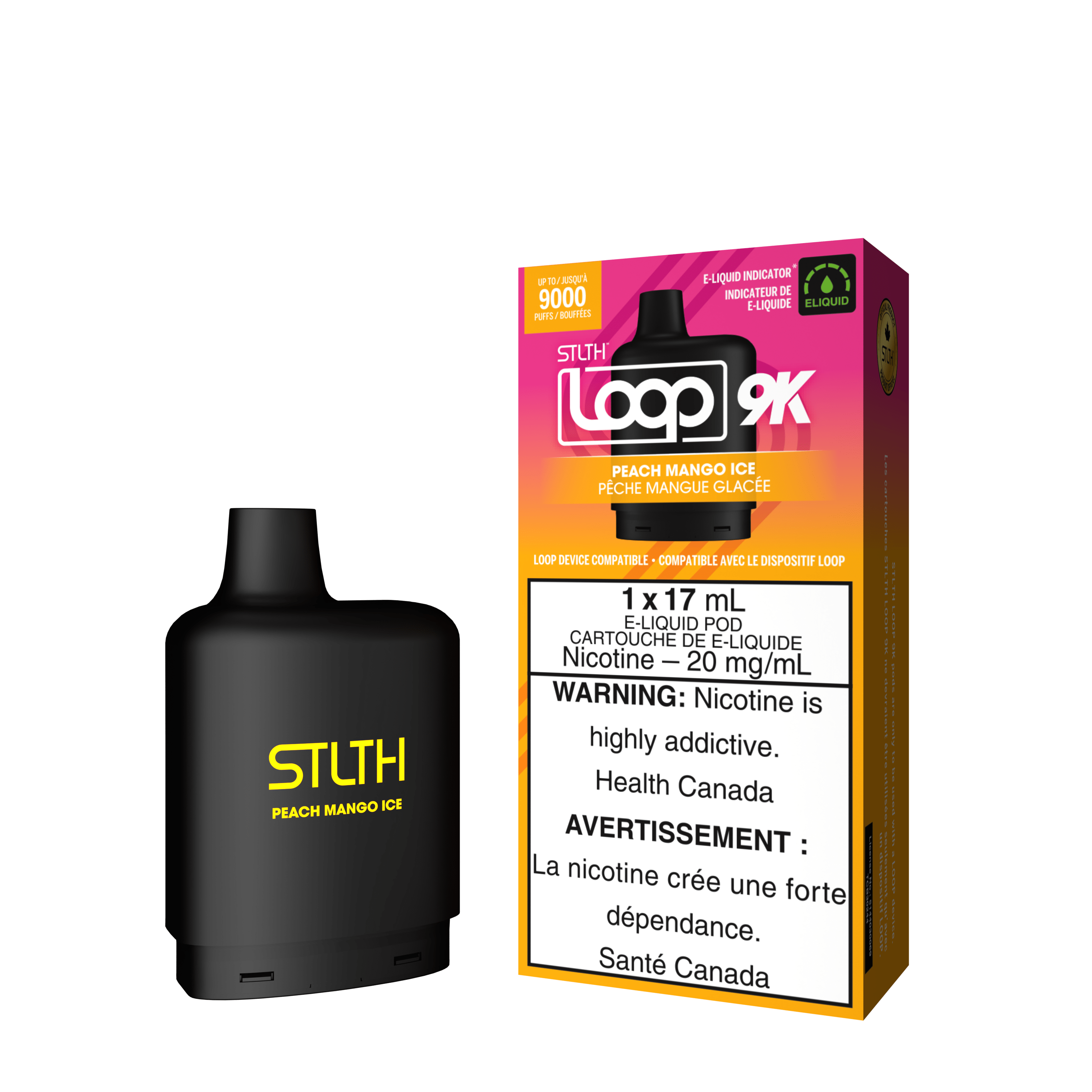 STLTH Loop 9K Pod - Peach Mango Ice available on Canada online vape shop