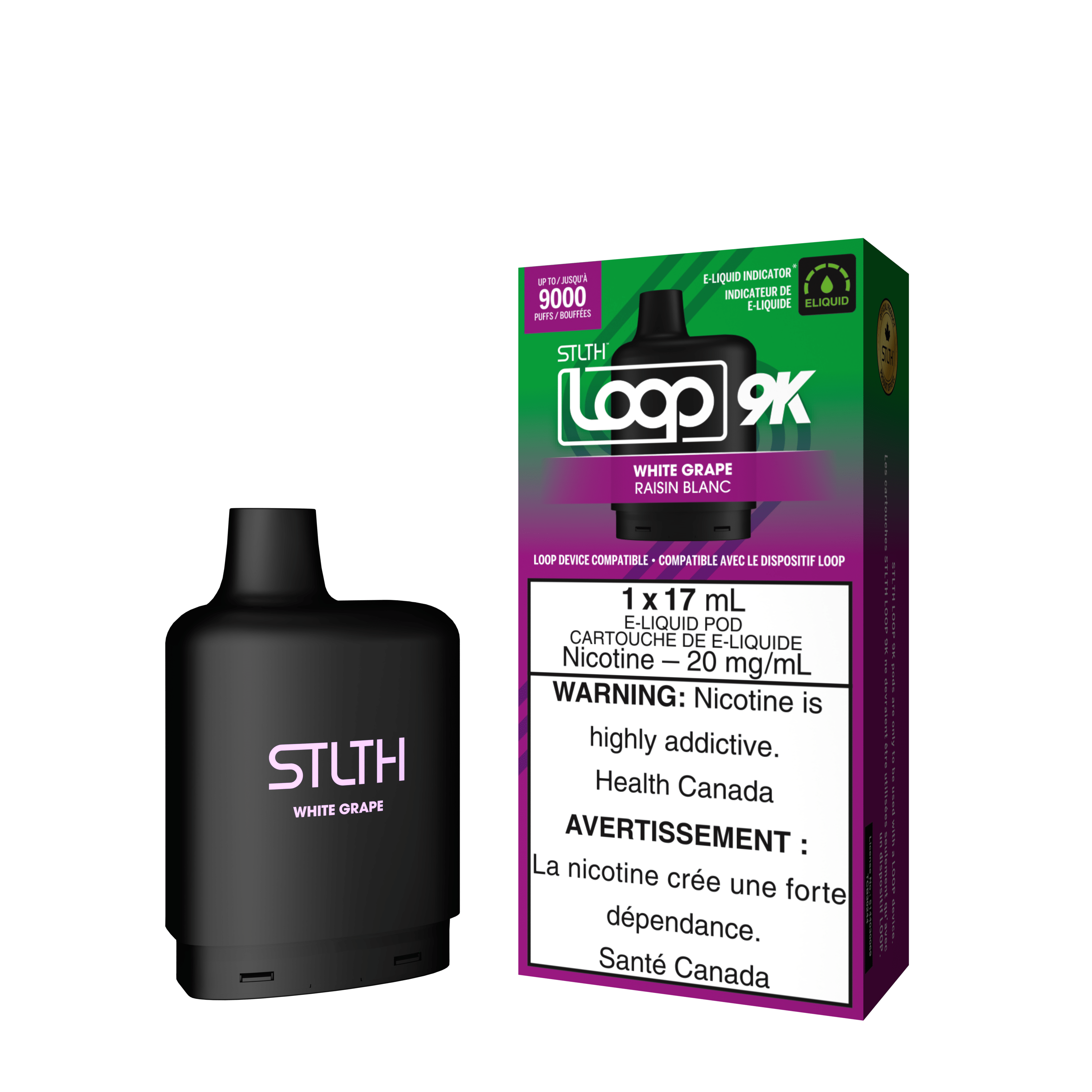 STLTH Loop 9K Pod - White Grape available on Canada online vape shop