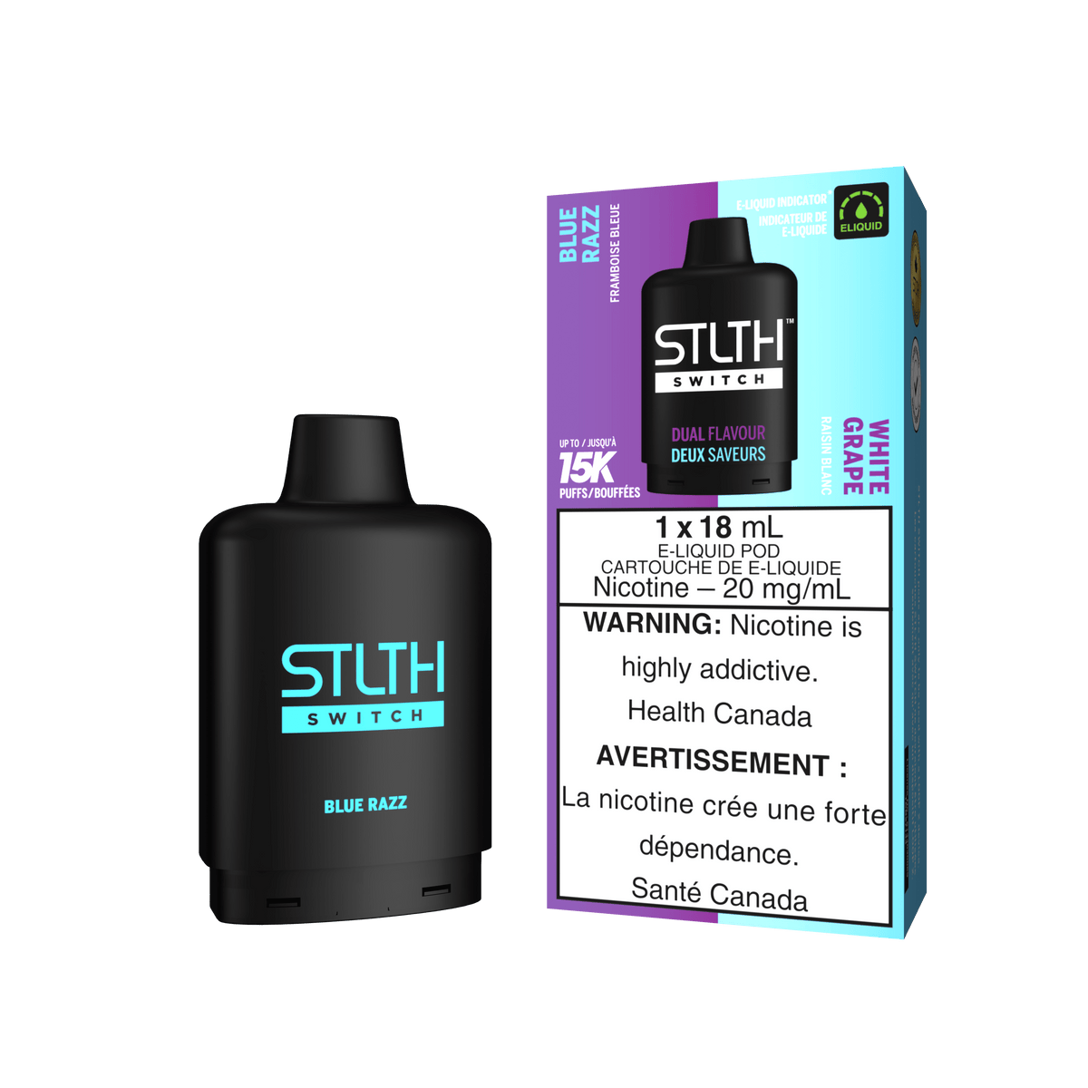 STLTH Switch Pod - Blue Razz + White Grape available on Canada online vape shop