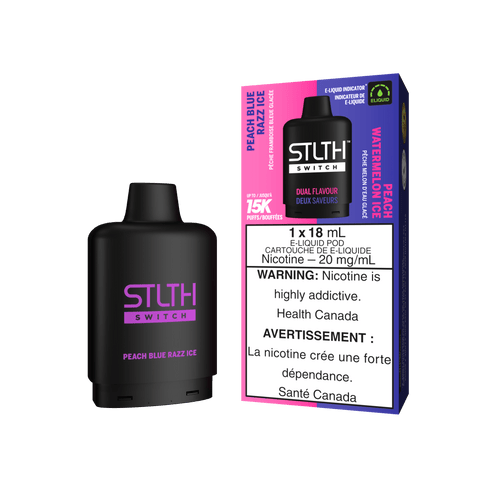 STLTH Switch Pod - Peach Blue Razz Ice + Peach Watermelon Ice available on Canada online vape shop