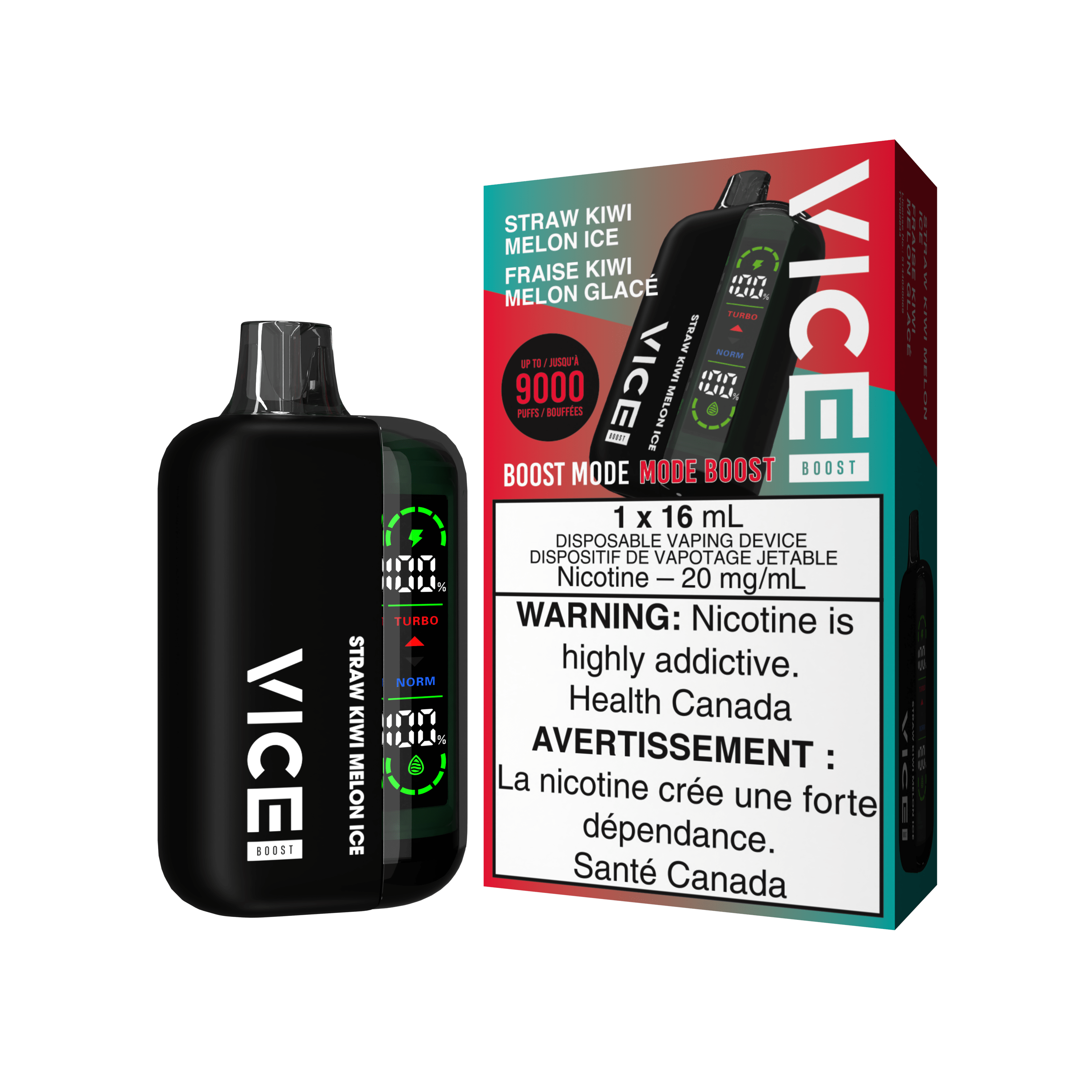Vice Boost - Straw Kiwi Melon Ice Disposable Vape available on Canada online vape shop