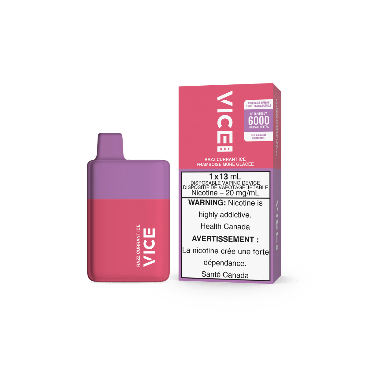VICE BOX - Razz Currant Ice Disposable Vape available on Canada online vape shop