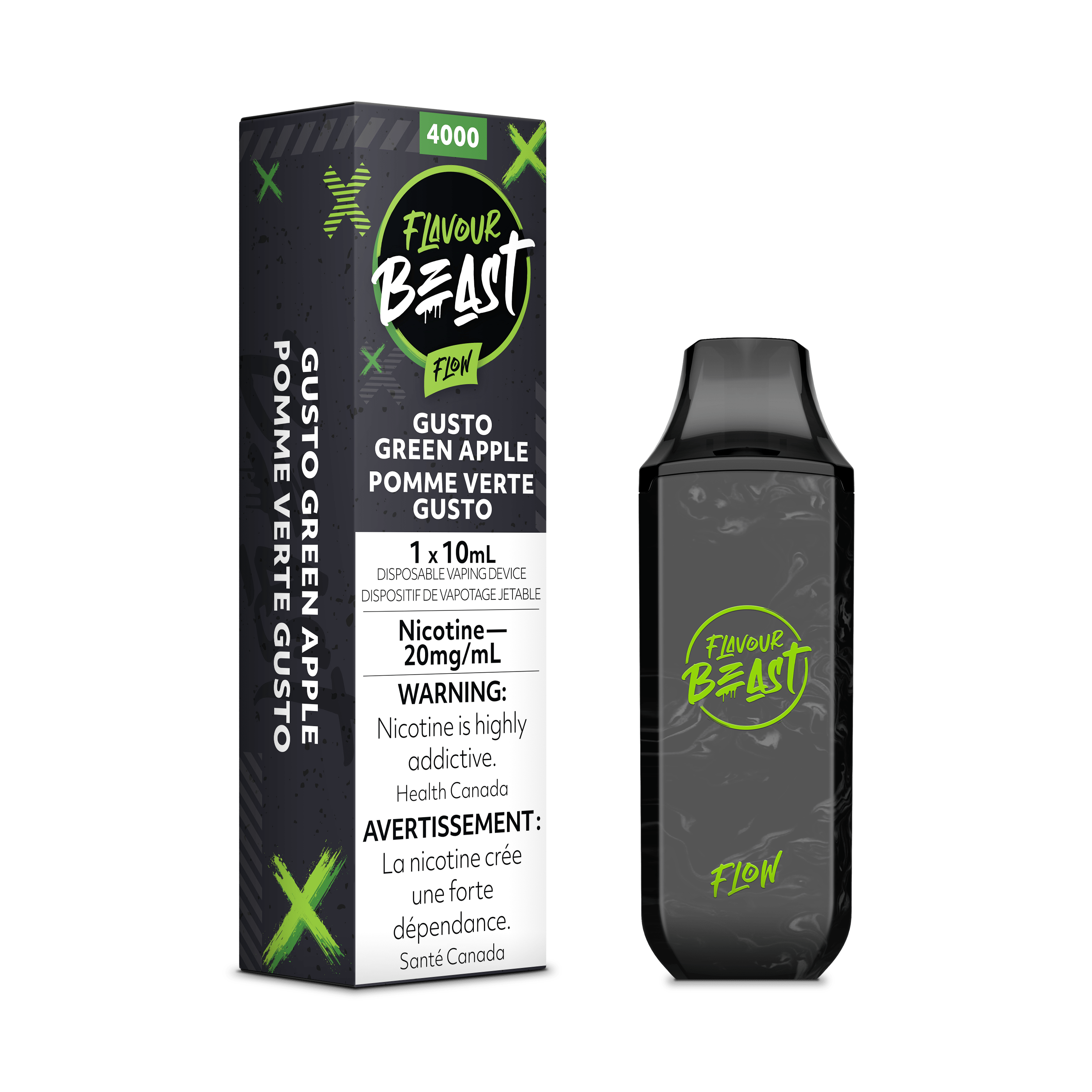 Flavour Beast Flow Disposable Vape - Gusto Green Apple available on Canada online vape shop