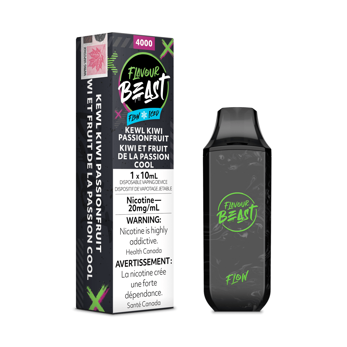 Flavour Beast Flow Disposable Vape - Kewl Kiwi Passionfruit Iced available on Canada online vape shop