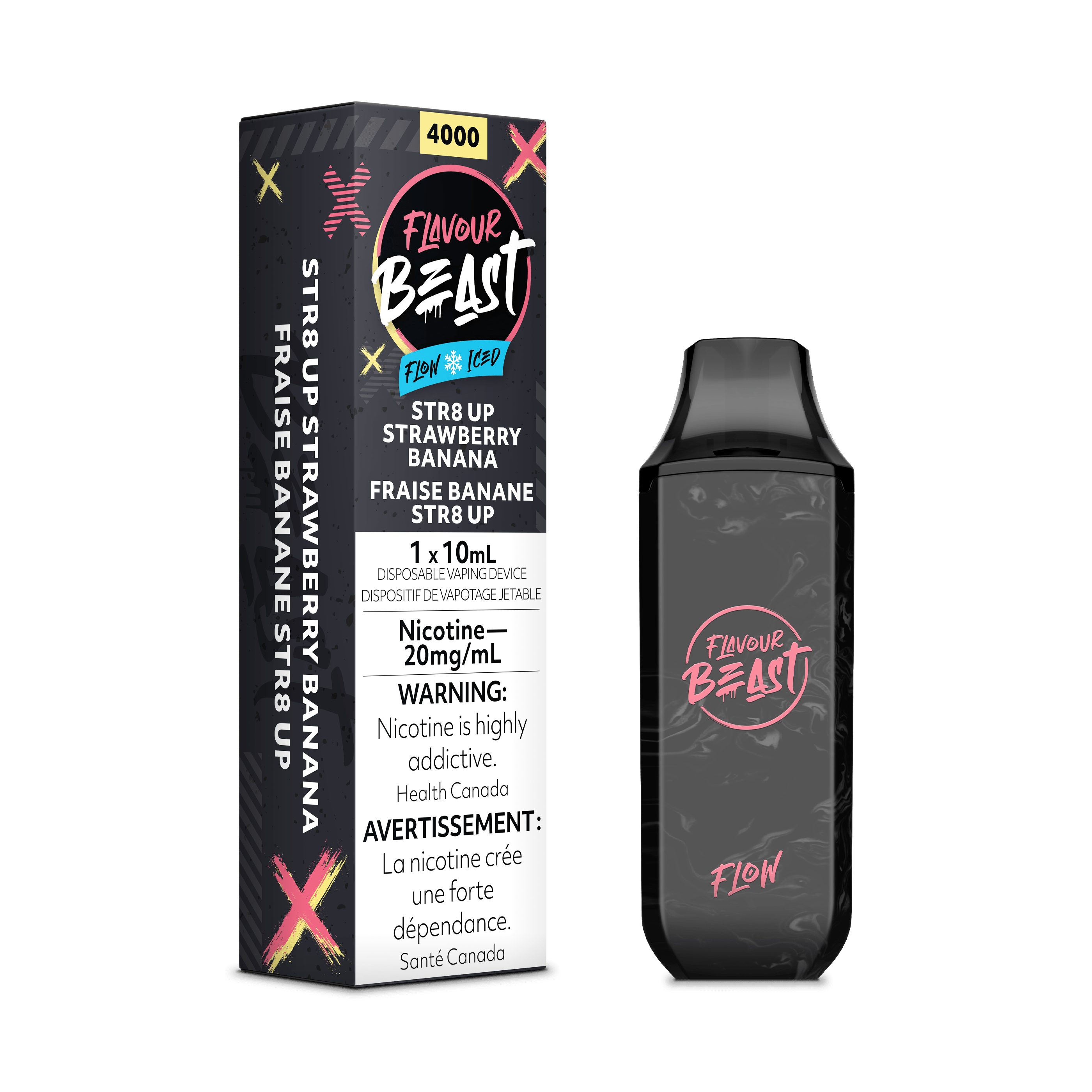 Flavour Beast Flow Disposable Vape - STR8 Up Strawberry Banana Iced available on Canada online vape shop