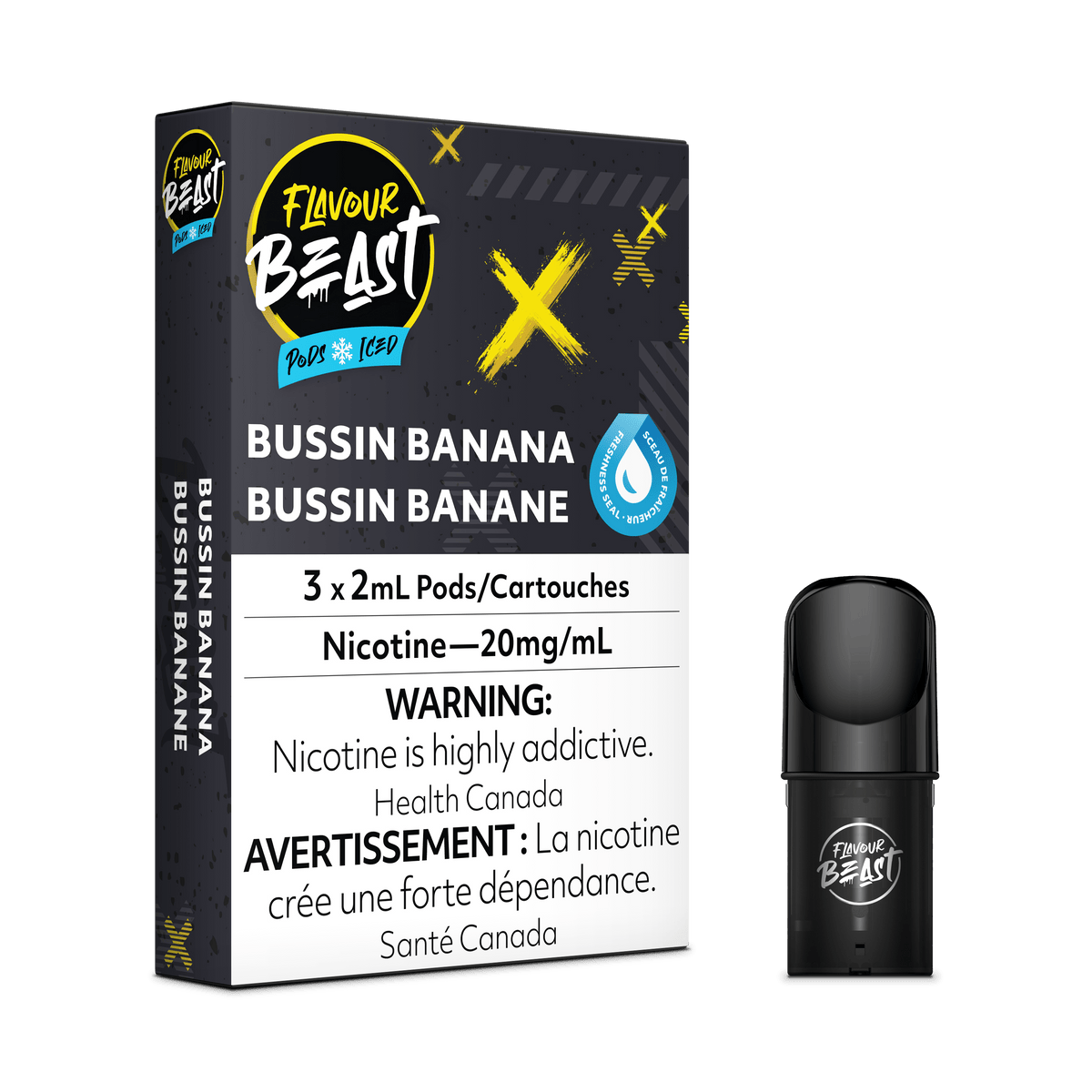 Flavour Beast Vape Pod - Bussin Banana Iced available on Canada online vape shop