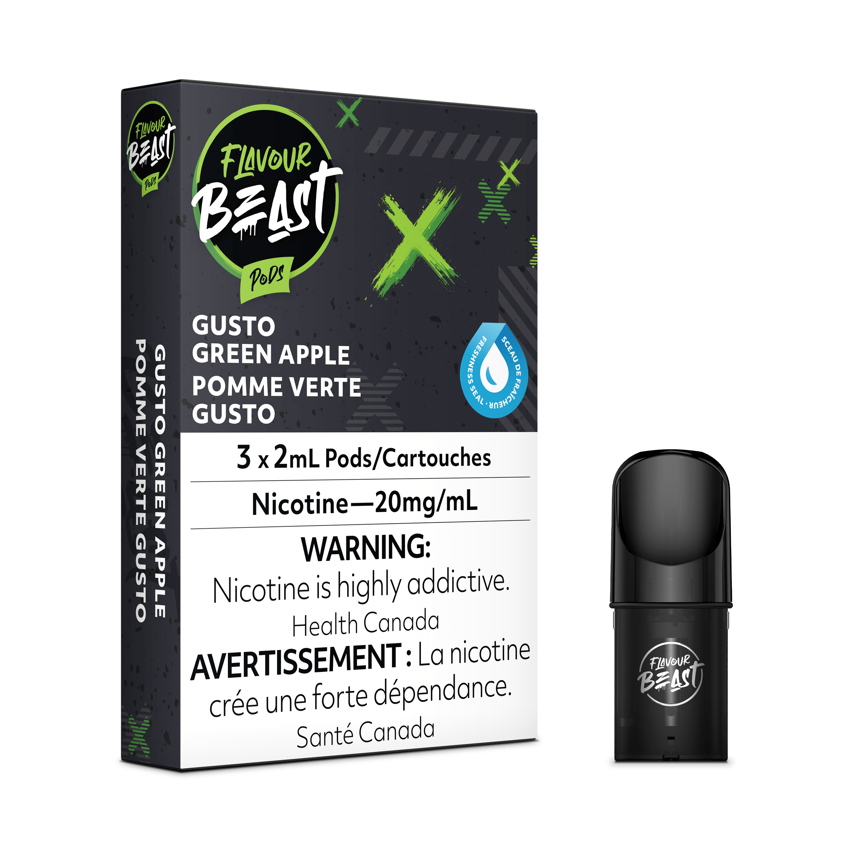 Flavour Beast Vape Pod - Gusto Green Apple available on Canada online vape shop