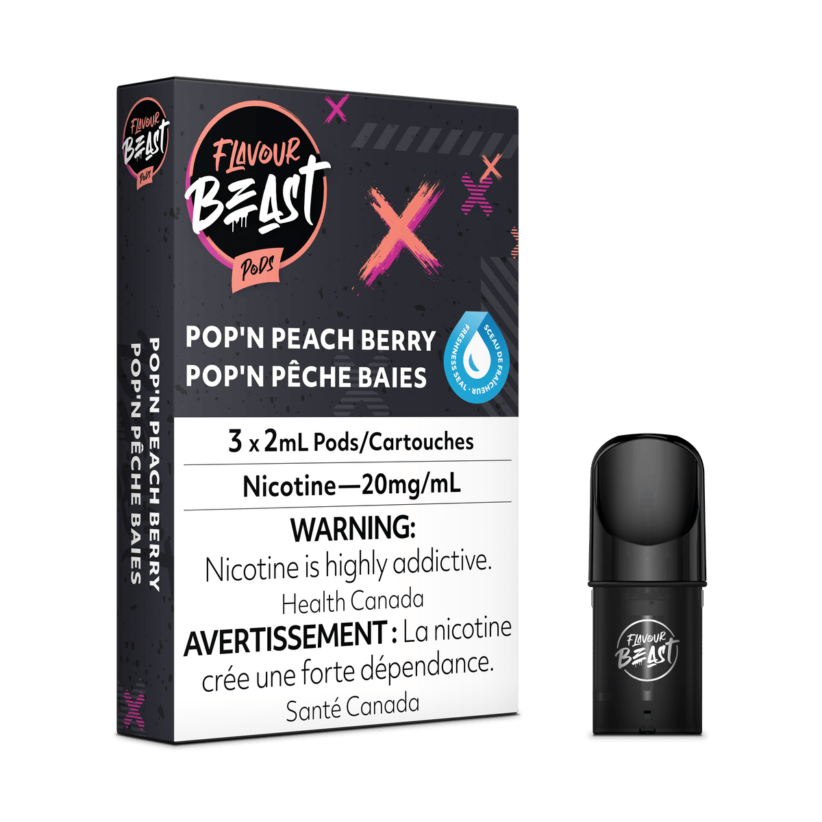 Flavour Beast Vape Pod - Packin' Peach Berry (Pop'n Peach Berry) available on Canada online vape shop