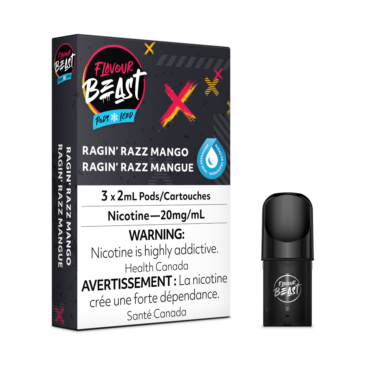 Flavour Beast Vape Pod - Ragin' Razz Mango Iced available on Canada online vape shop