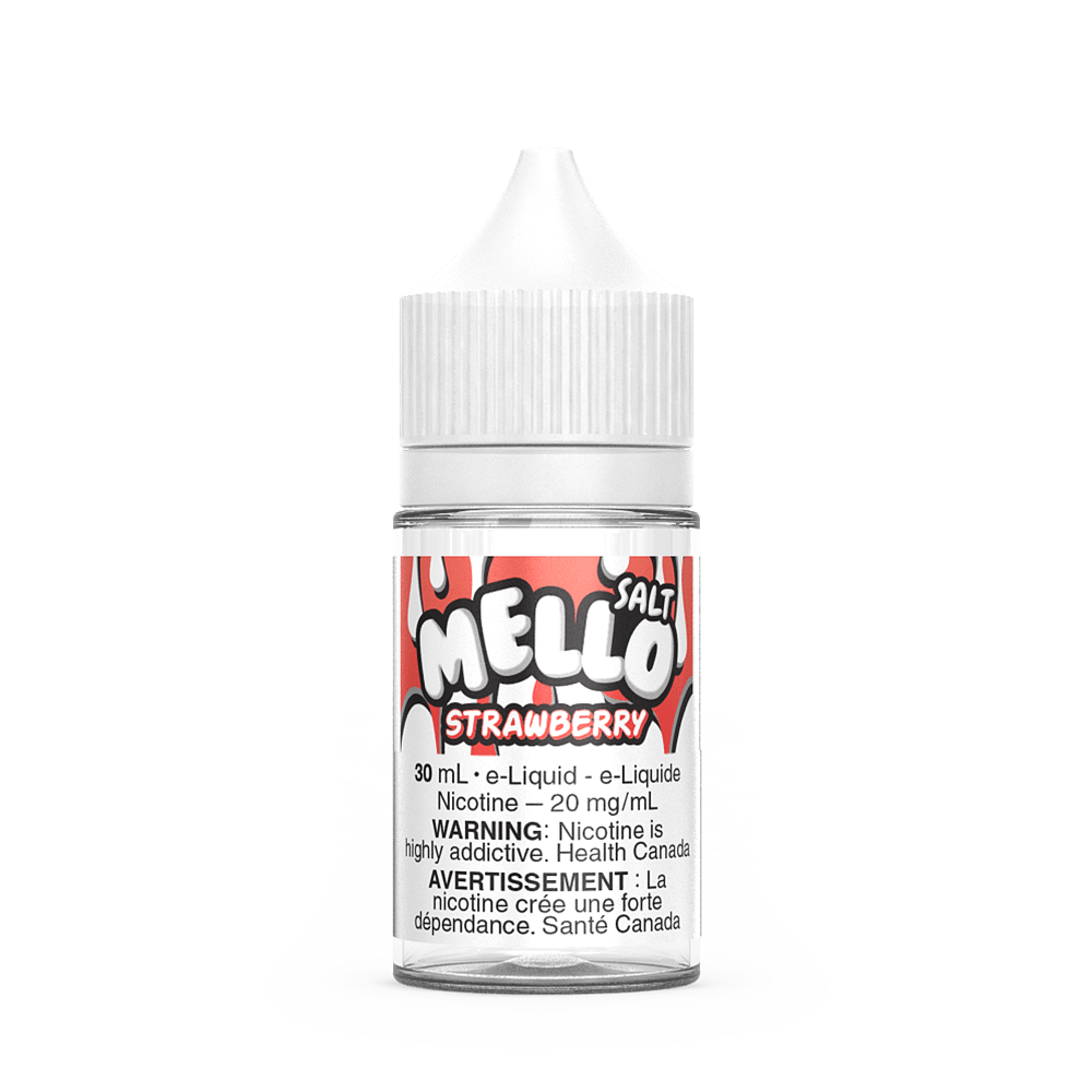 Mello brand strawberry flavoured salt nicotine vape juice in 30 ml bottle